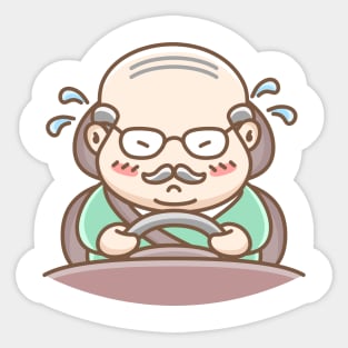Grandpa drive a car Sticker